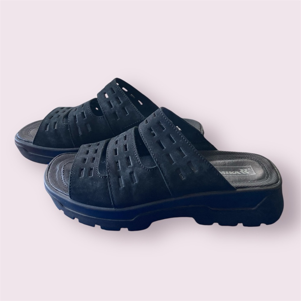 Romika Black Leather Y2K Sandals